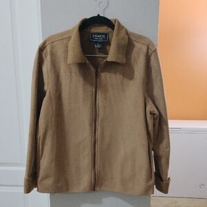 Coaco New York  Women's Long Sleeve Mock Suede Zip Coat Size Large